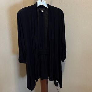 AB Studio Black Open Front Cardigan